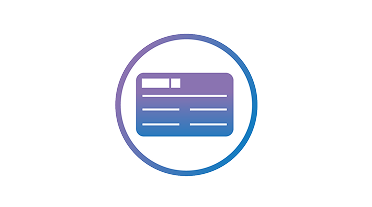 Insurance card icon in a blue circle.