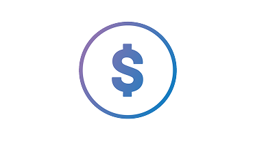 Dollar currency icon in a blue circle.